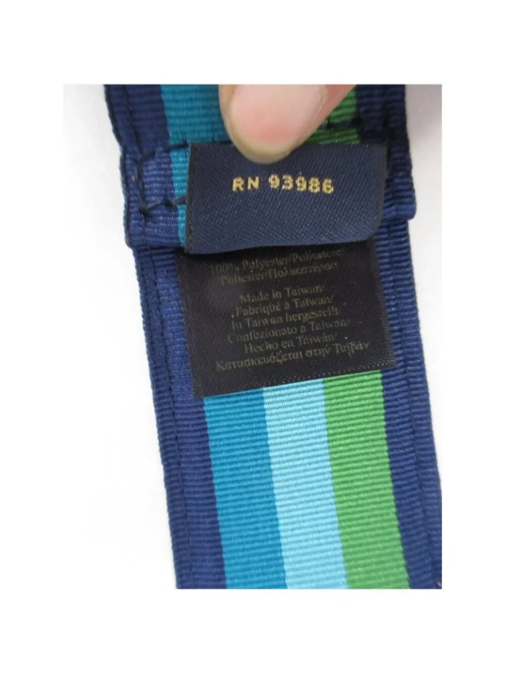 Brooks Brothers Belt XL Green Webbing Striped D Ring Fabric Ribbon NEW